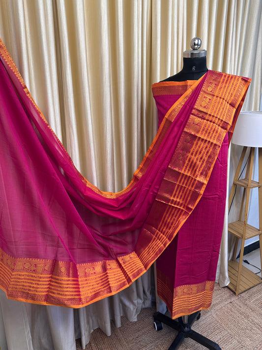 Royal border Narayanpet  Dress material (4.5m Top)-NRB5