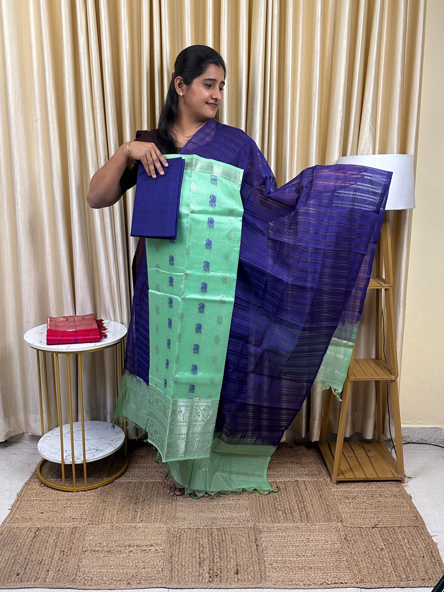 YAZHI 24 Big border Mangalgiri handloom Floral butta