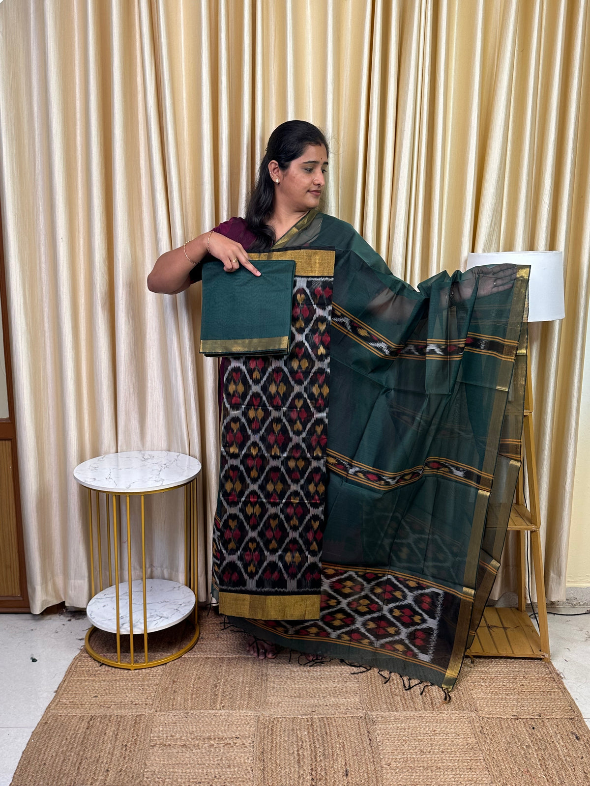 Handloom Pochampalli Sico 3 piece set -KHP 133