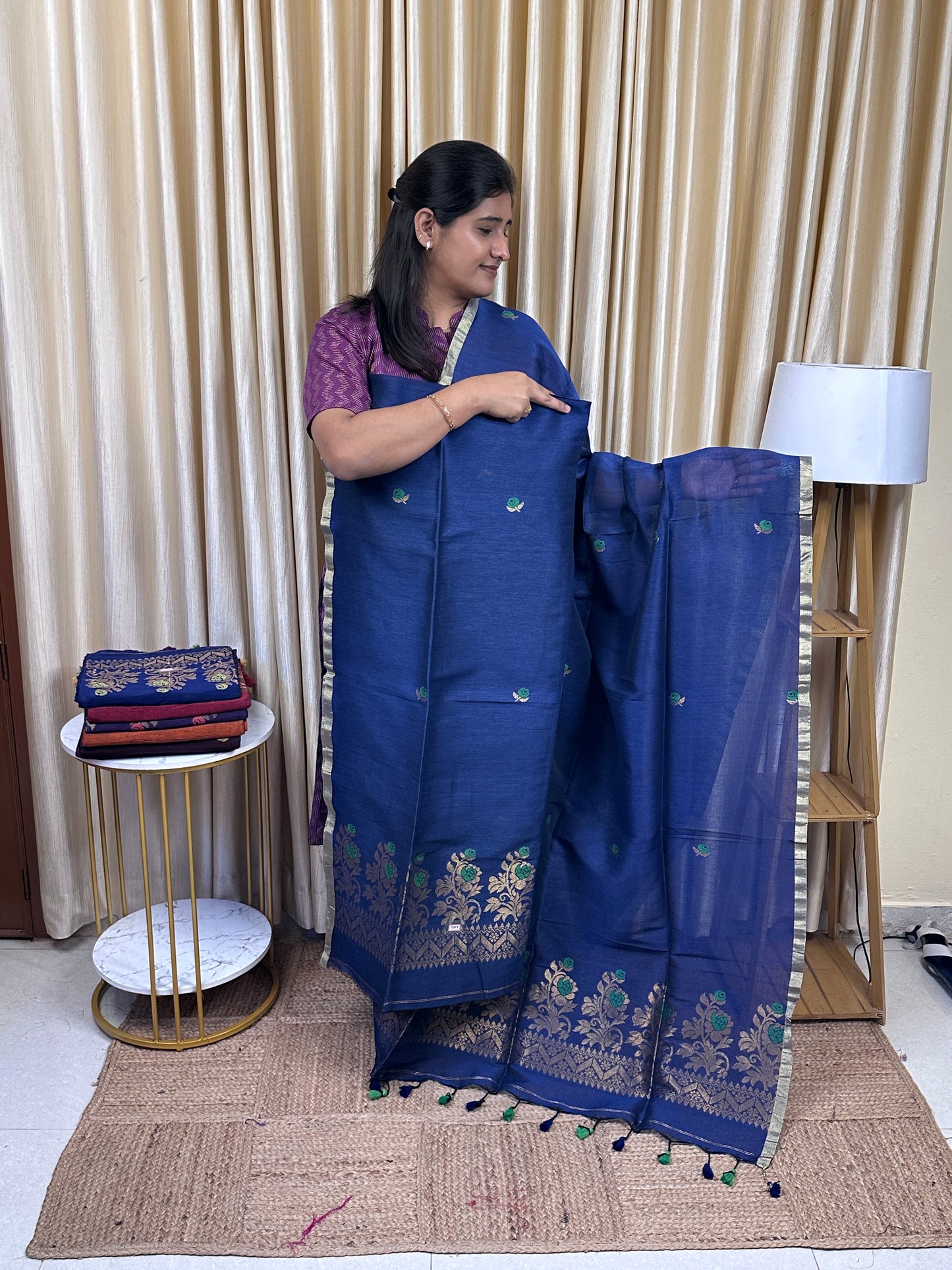 Linen Banarasi Jamdhani handloom JAM9