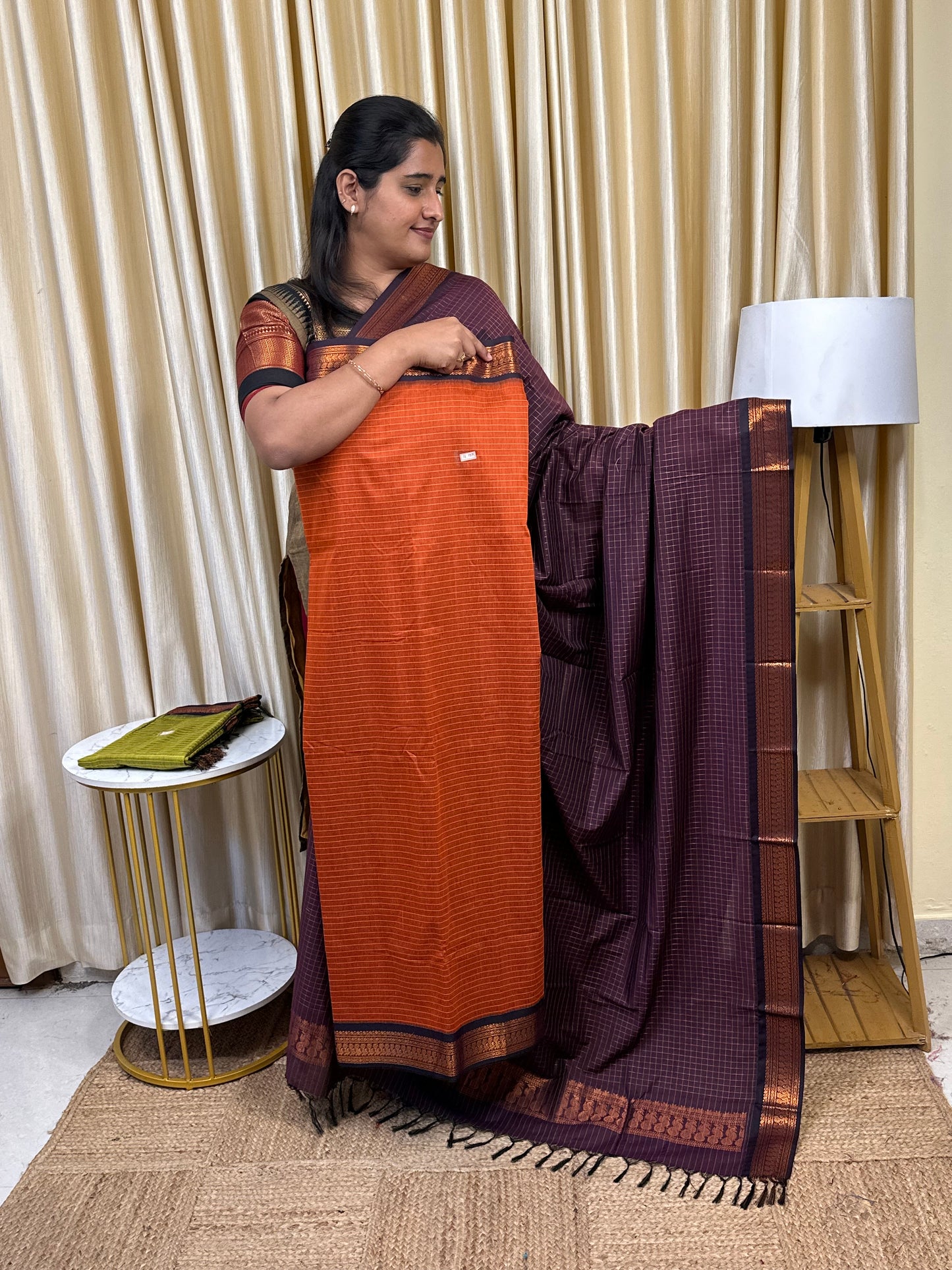 Kalyani checks silk by cotton 2 piece set - 33