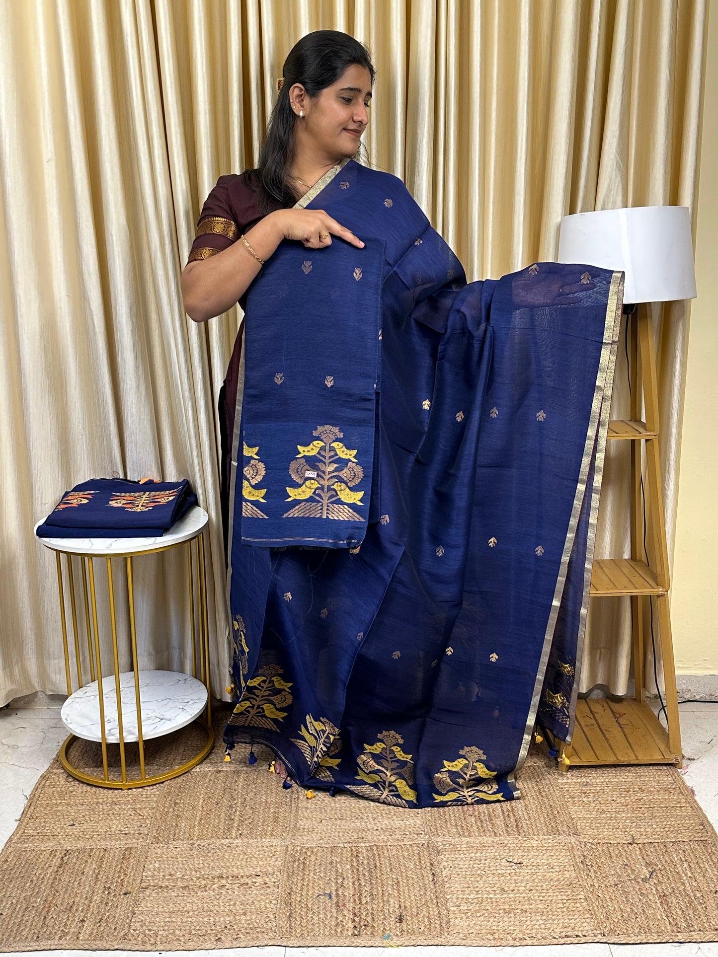 Linen Banarasi Jamdhani handloom JAM88