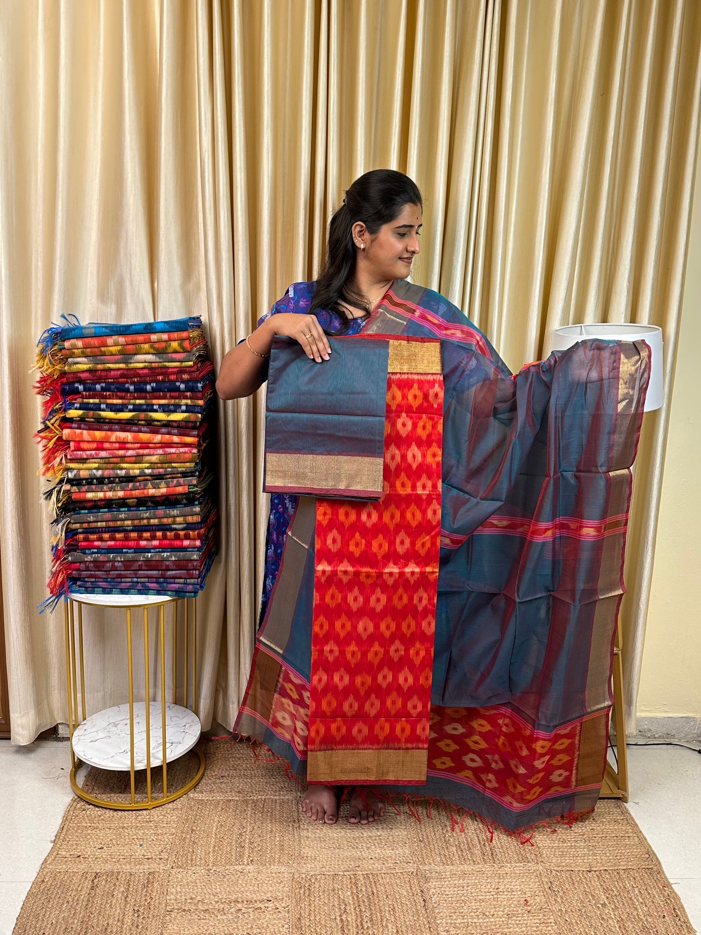 Handloom Pochampalli Sico 3 piece set -KHP 7