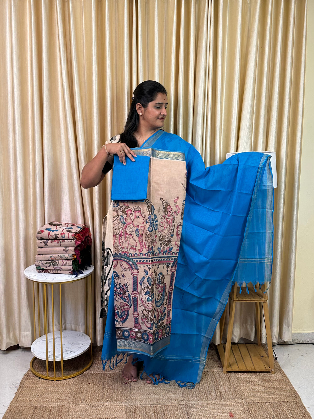Mangalgiri printed Cotton  3 piece Salwar Suit-KMT1