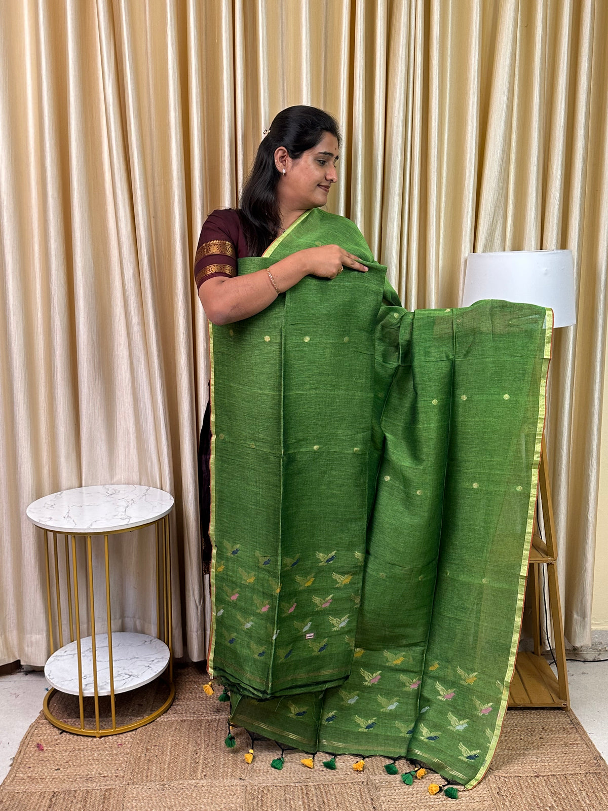 Linen Banarasi Jamdhani handloom JAM105