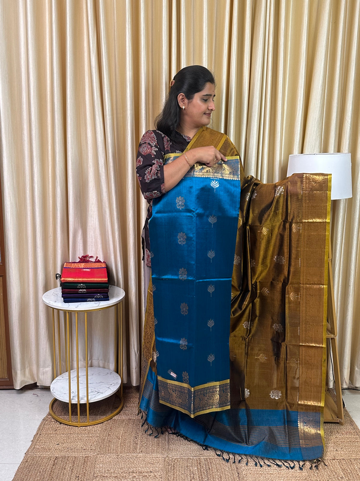 Special butta Mangalgiri handloom 2 piece set-Lotus2