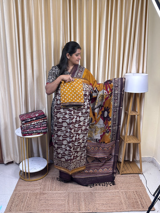 Maheshwari silk by cotton (vairaoosi inspired ) 3 piece set -MZ5