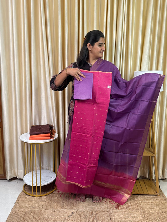 Katan silk by cotton blend 3 piece set-BSE4