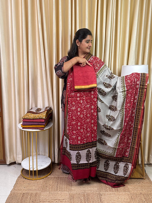 Maheswari silk 3 piece set- mahi 34