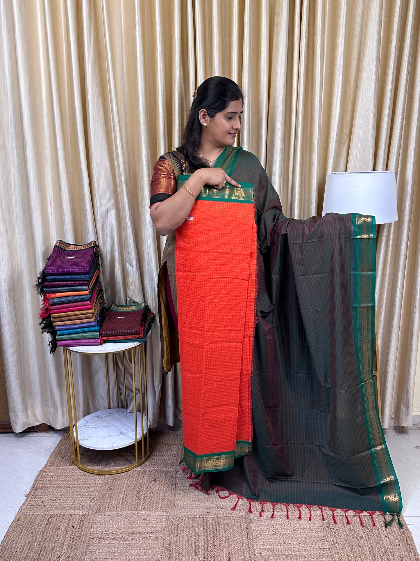 Kalyani checks silk by cotton 2 piece set - 12