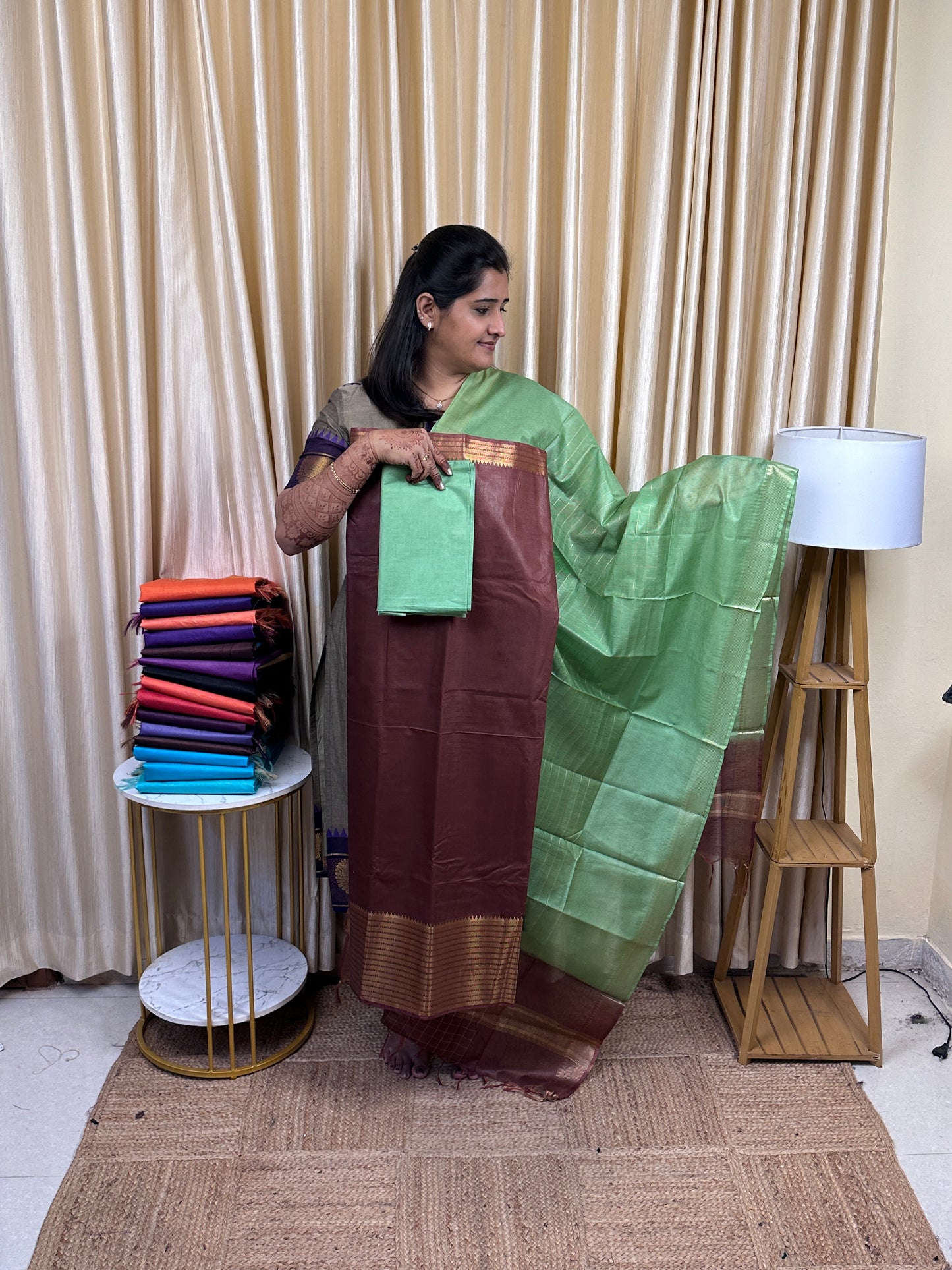 Mangalagiri big border silk cotton 3 piece set MBD-10