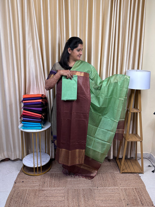 Mangalagiri big border silk cotton 3 piece set MBD-10