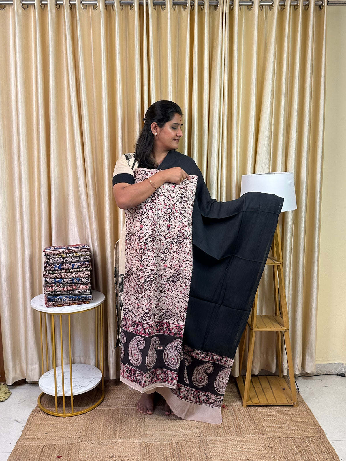 Kalamkari block printed cotton 2 piece set-KBP1