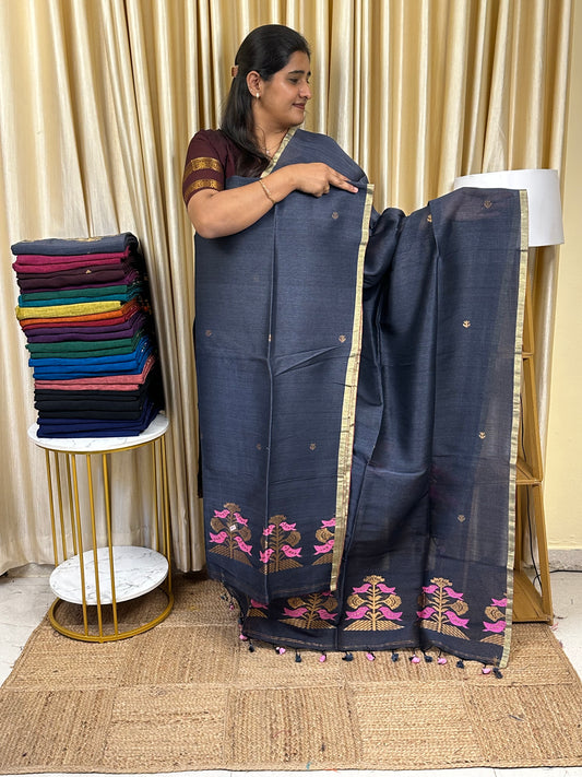 Linen Banarasi Jamdhani handloom JAM61