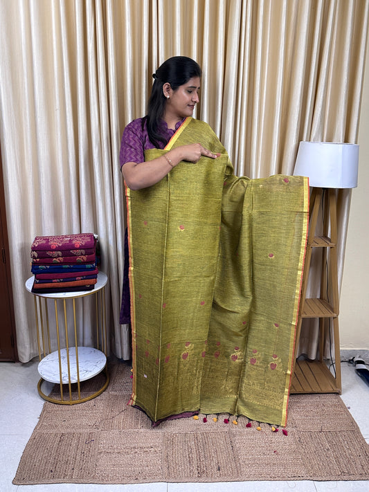 Linen Banarasi Jamdhani handloom JAM4