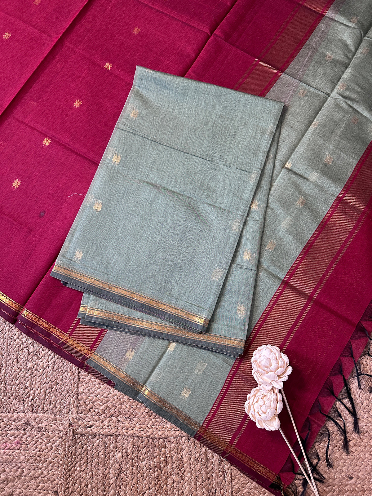 Maheswari silk cotton 2 piece set-ROJA39