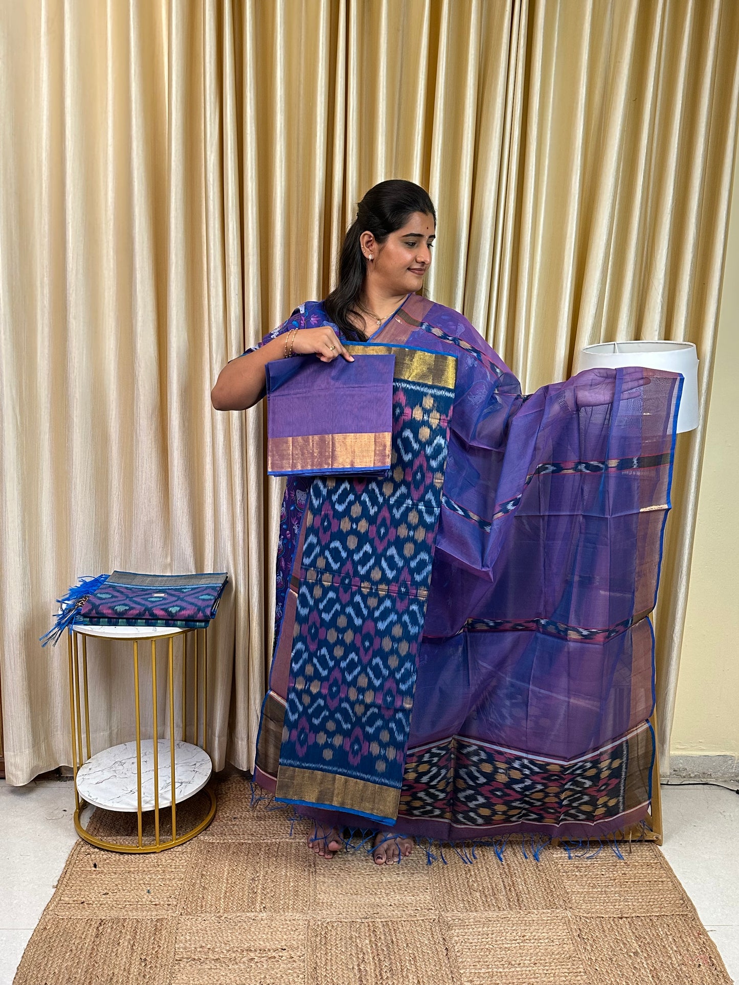 Handloom Pochampalli Sico 3 piece set -KHP 42