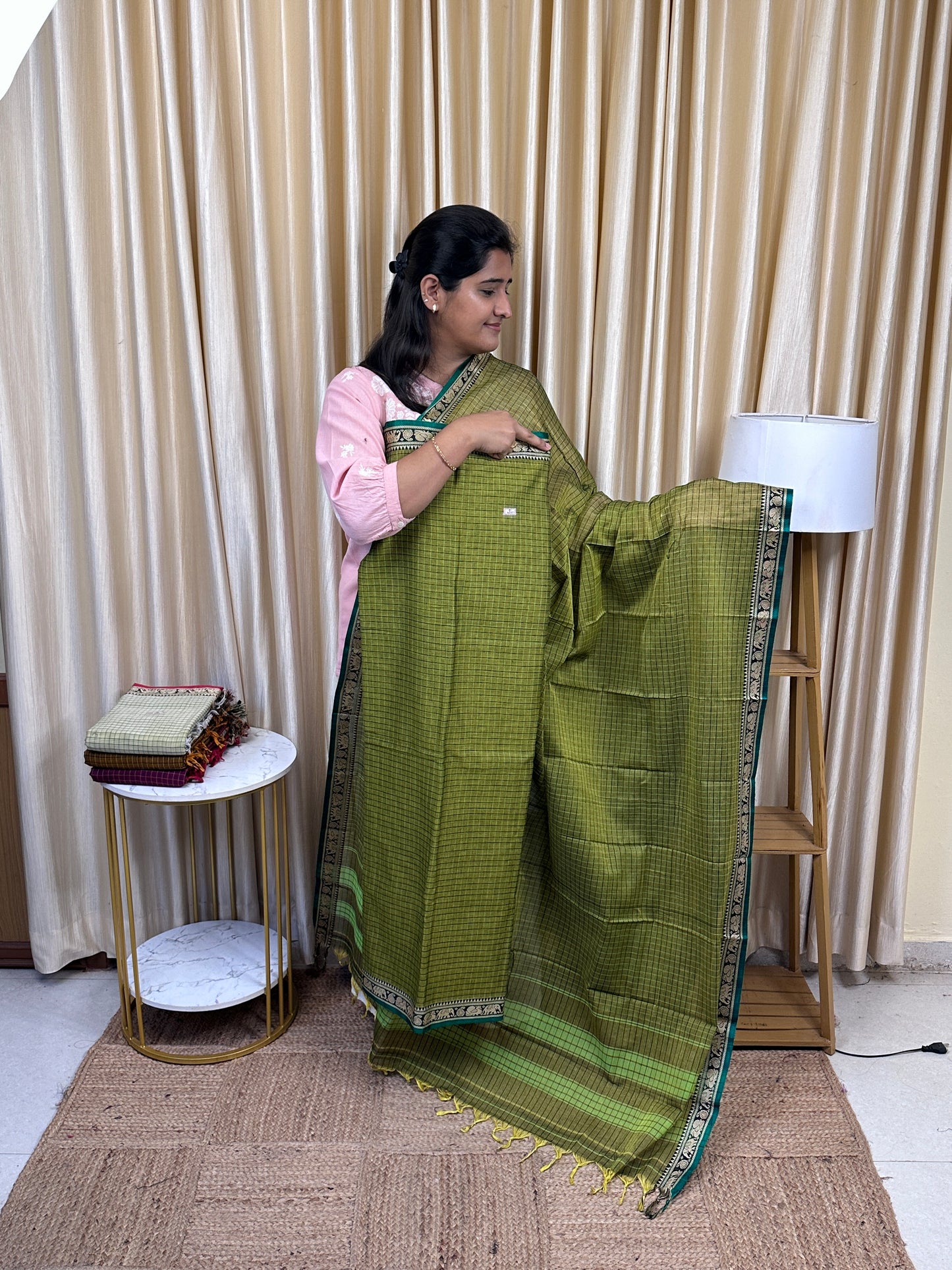 Narayanpet  checks Mercerised cotton (4.5 m Top)-CHKN13