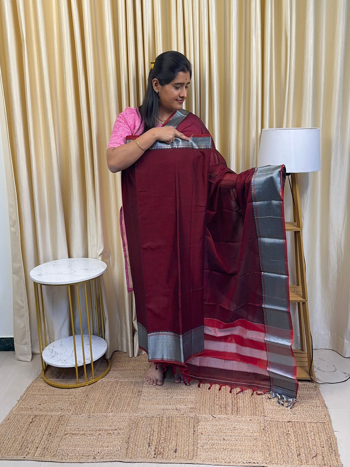 Narayanpet Silver border-Maroon MBS1