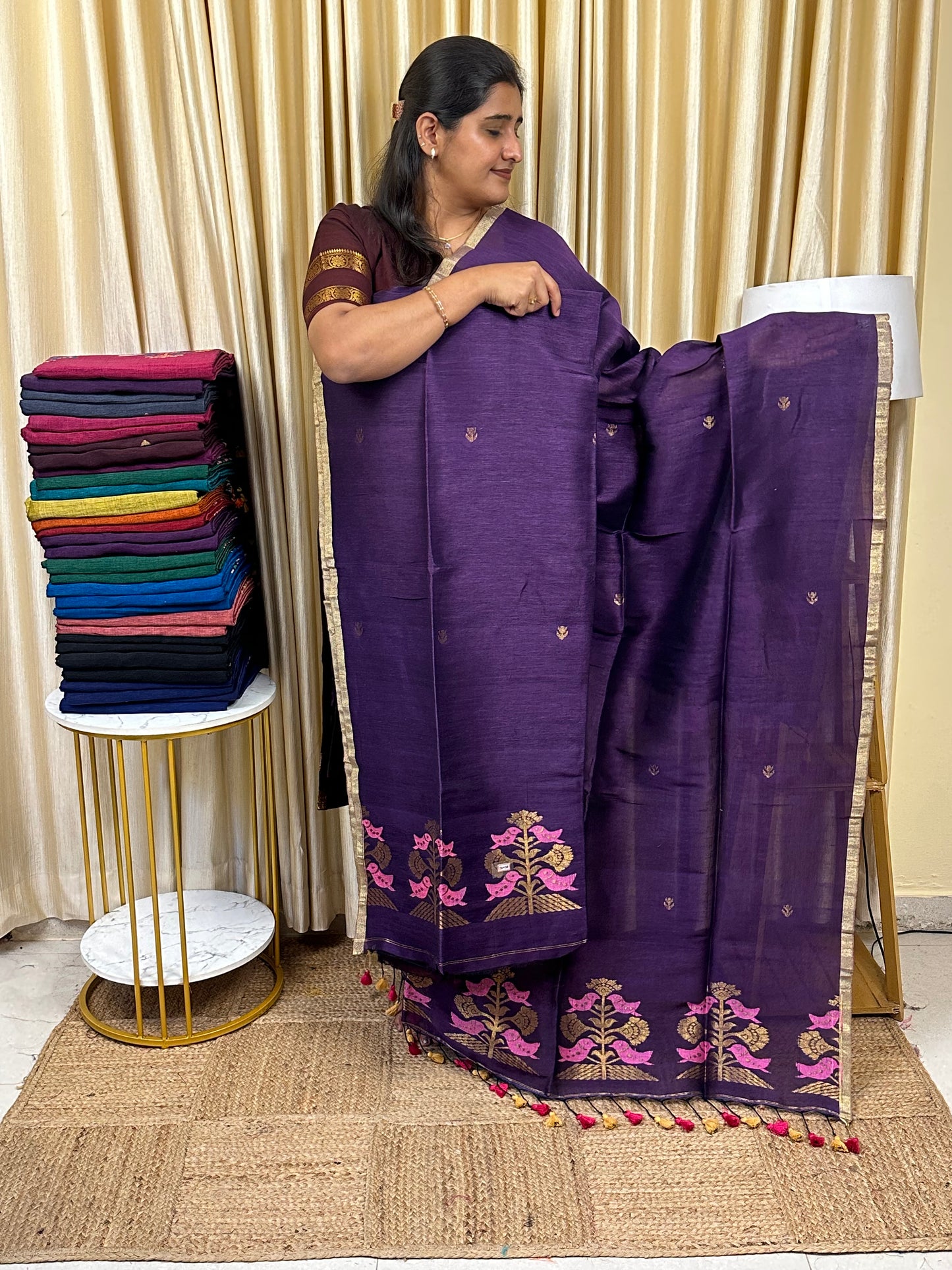 Linen Banarasi Jamdhani handloom JAM58