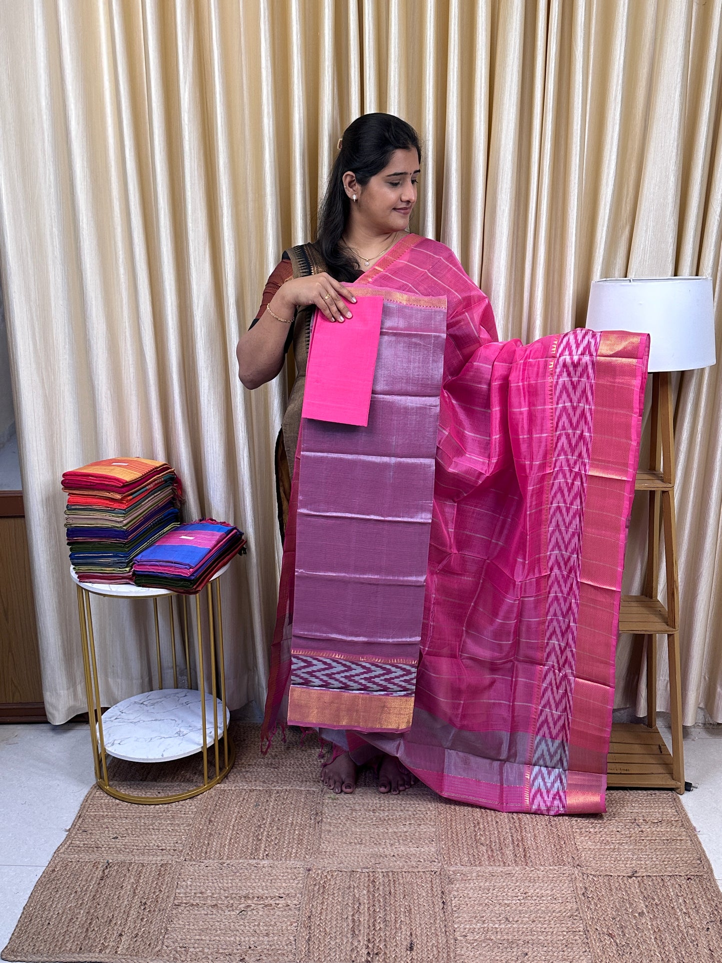 Handloom Mangalgiri Pattu with pochampalli Border-PMCH4