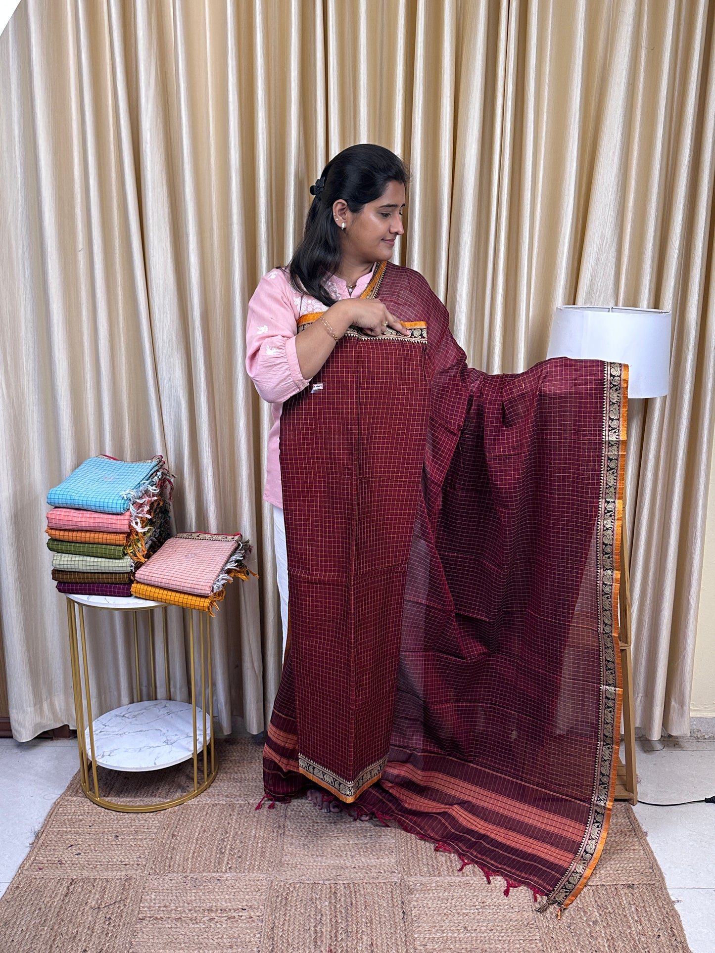 Narayanpet  checks Mercerised cotton (4.5 m Top)-CHKN7