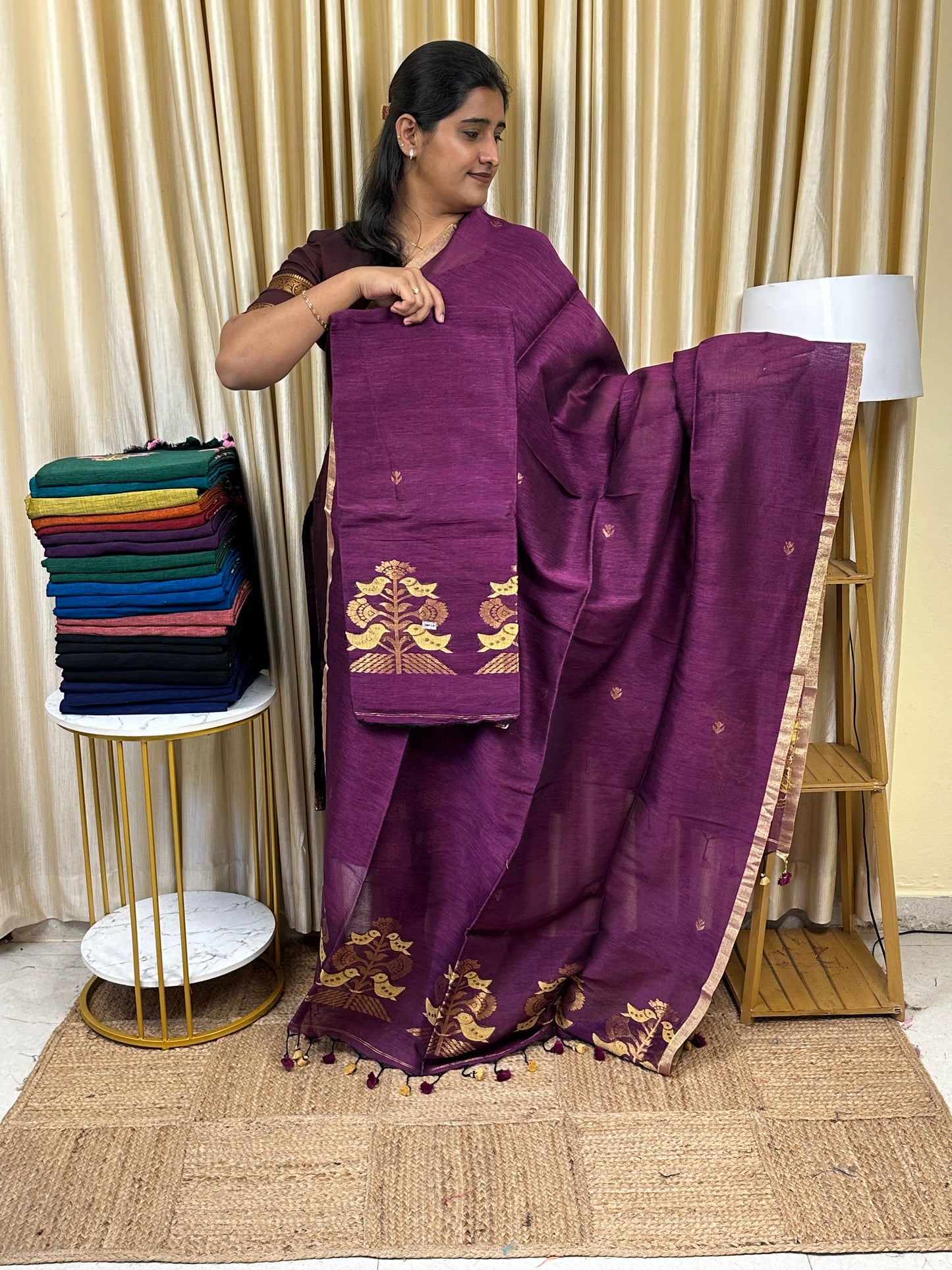 Linen Banarasi Jamdhani handloom JAM68