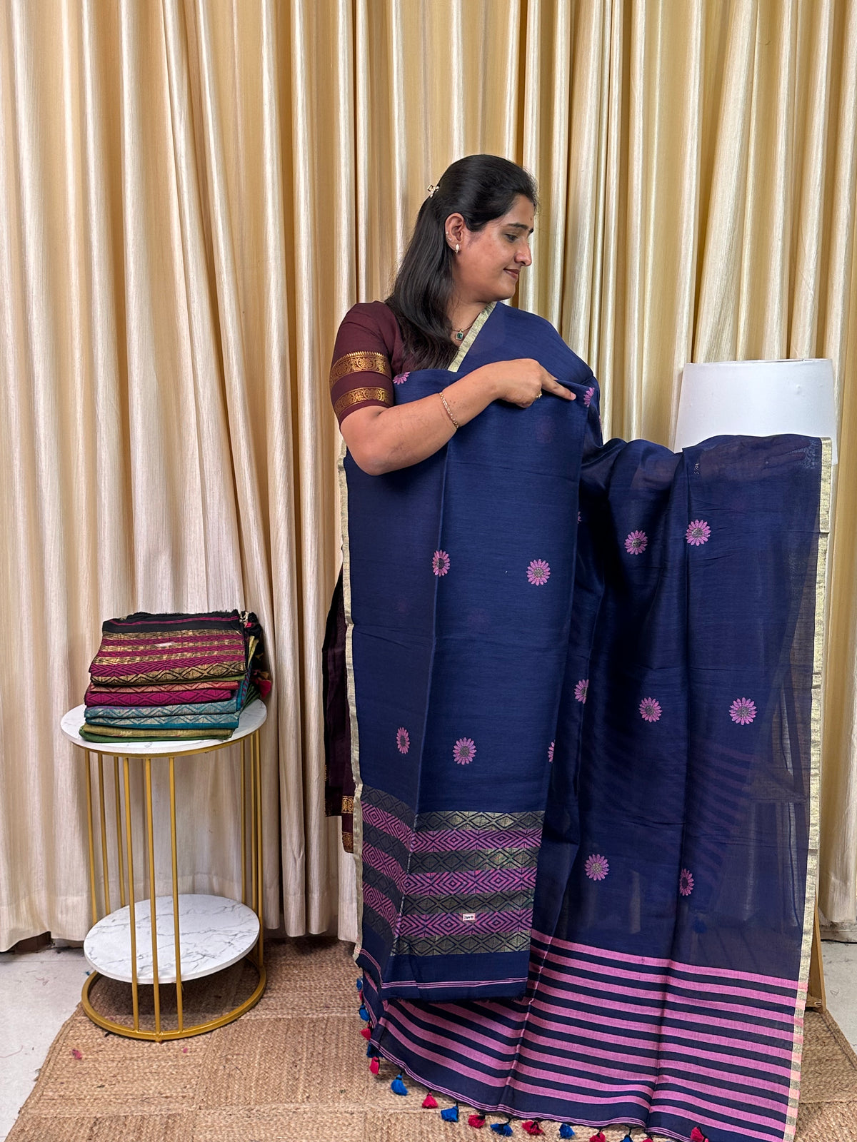 Linen Banarasi Jamdhani handloom JAM97