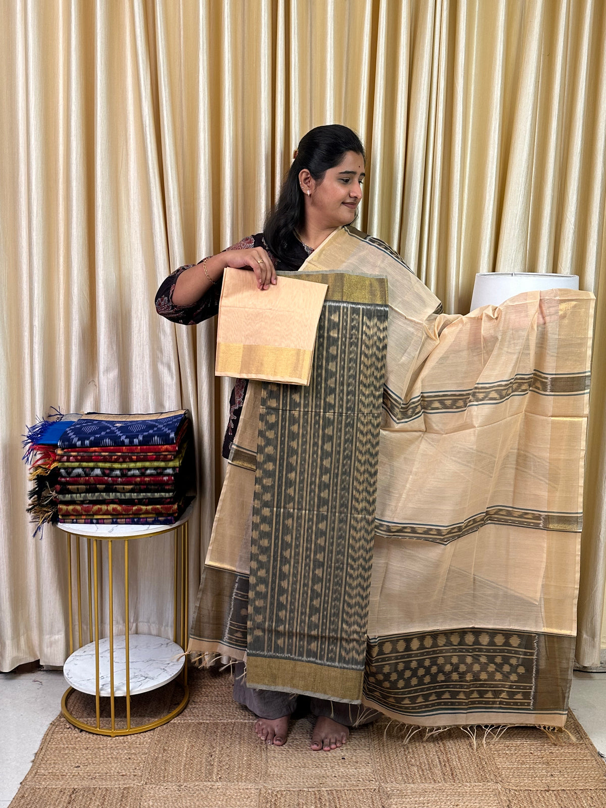 Handloom Pochampalli Sico 3 piece set -KHP 76