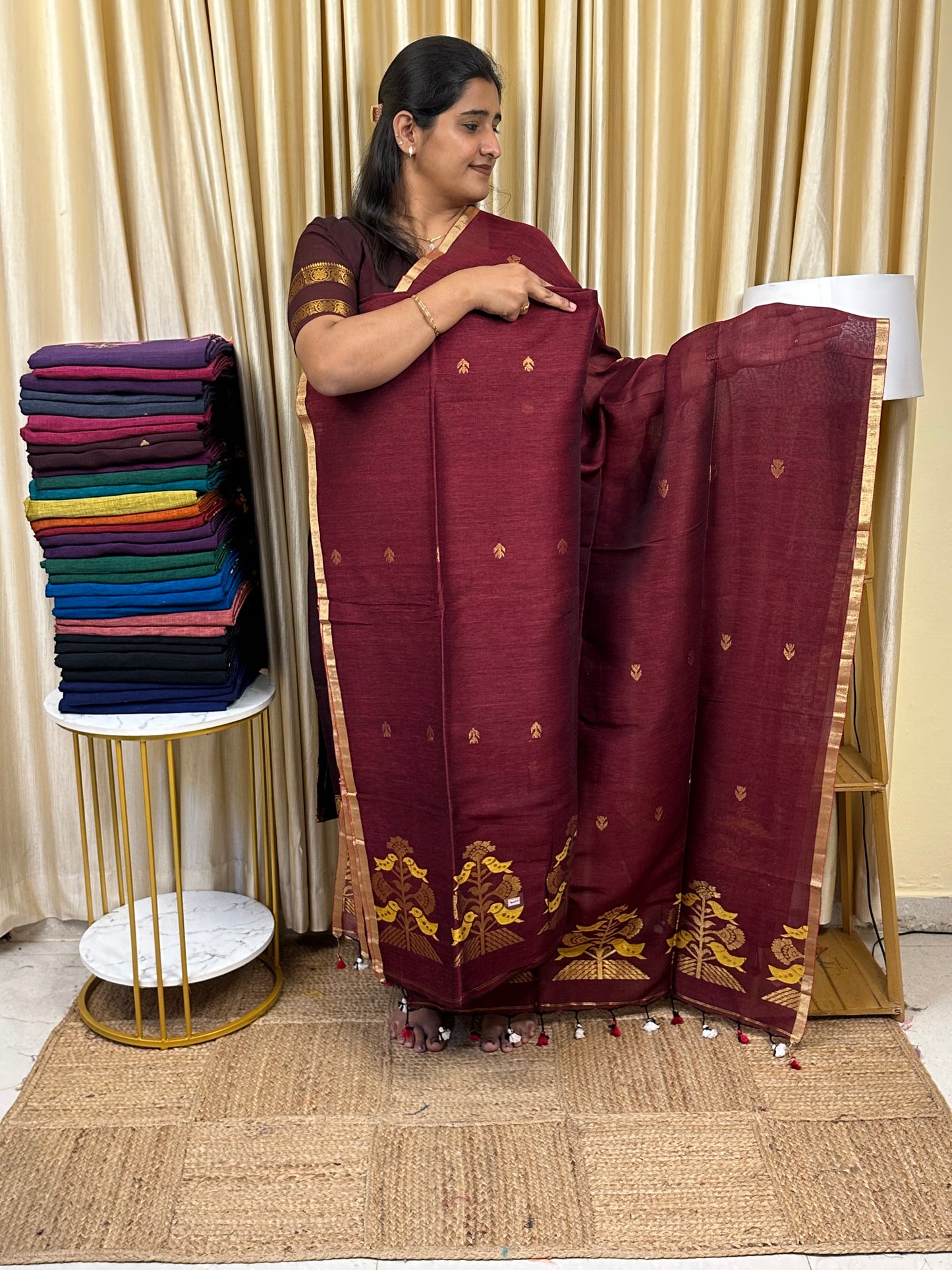 Linen Banarasi Jamdhani handloom JAM57
