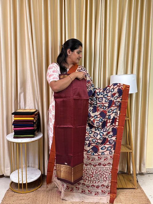 Handloom Mangalgiri Top kalamkari Duppatta-MG15