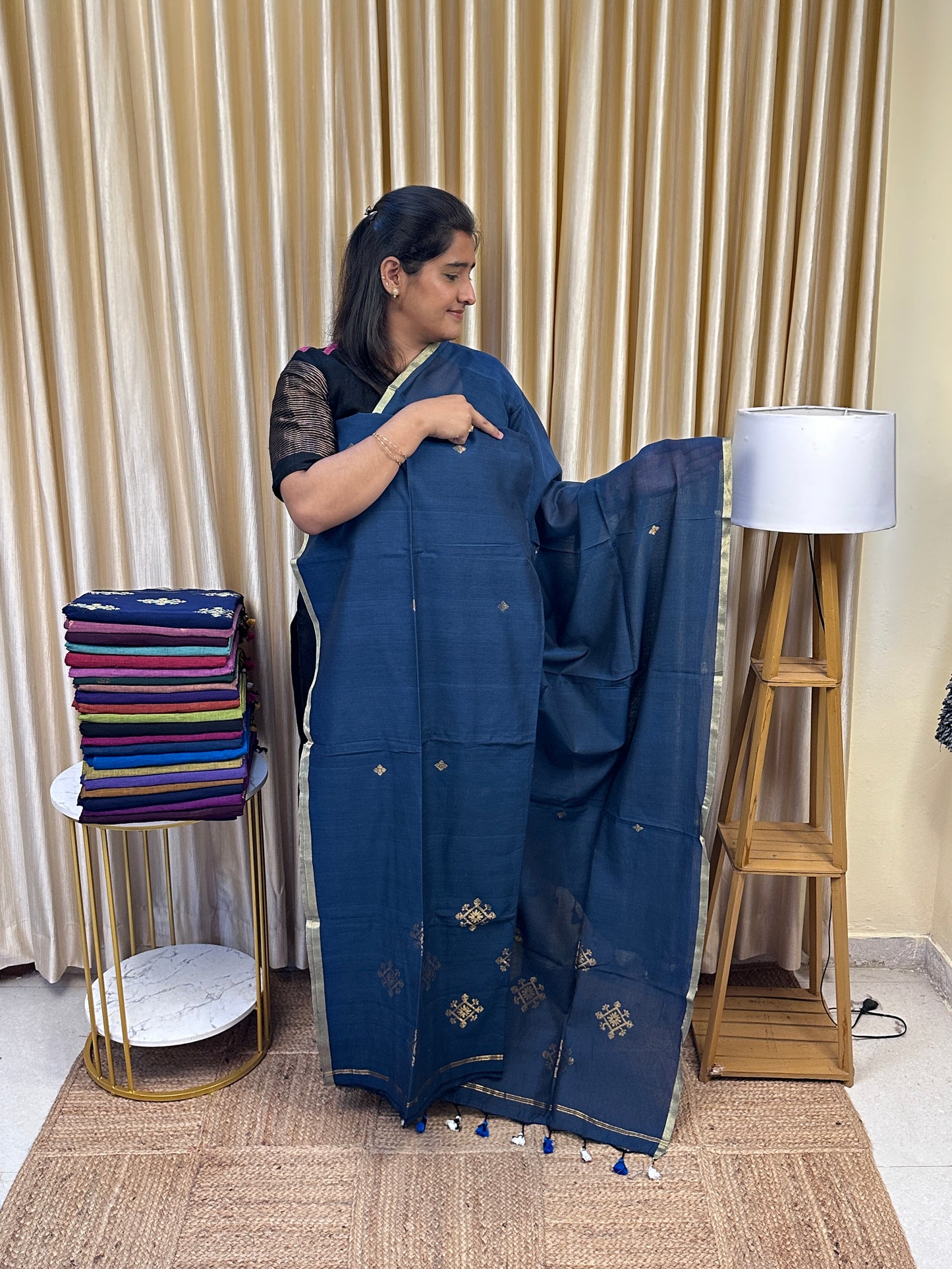 Banarasi Handwork Jamdhani Mercerised Cotton 2 piece set - Kolam 10