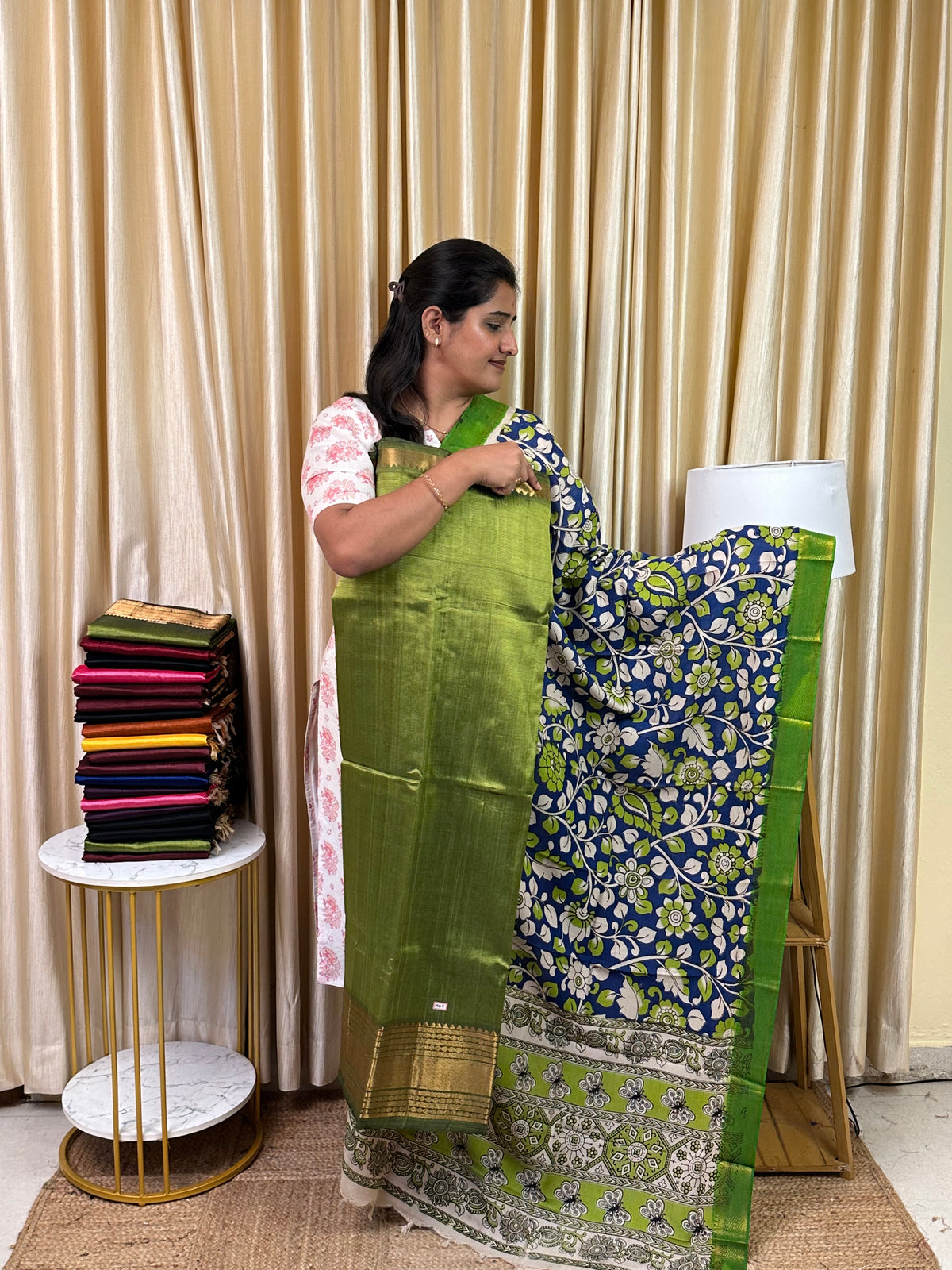 Handloom Mangalgiri Top kalamkari Duppatta-MG9