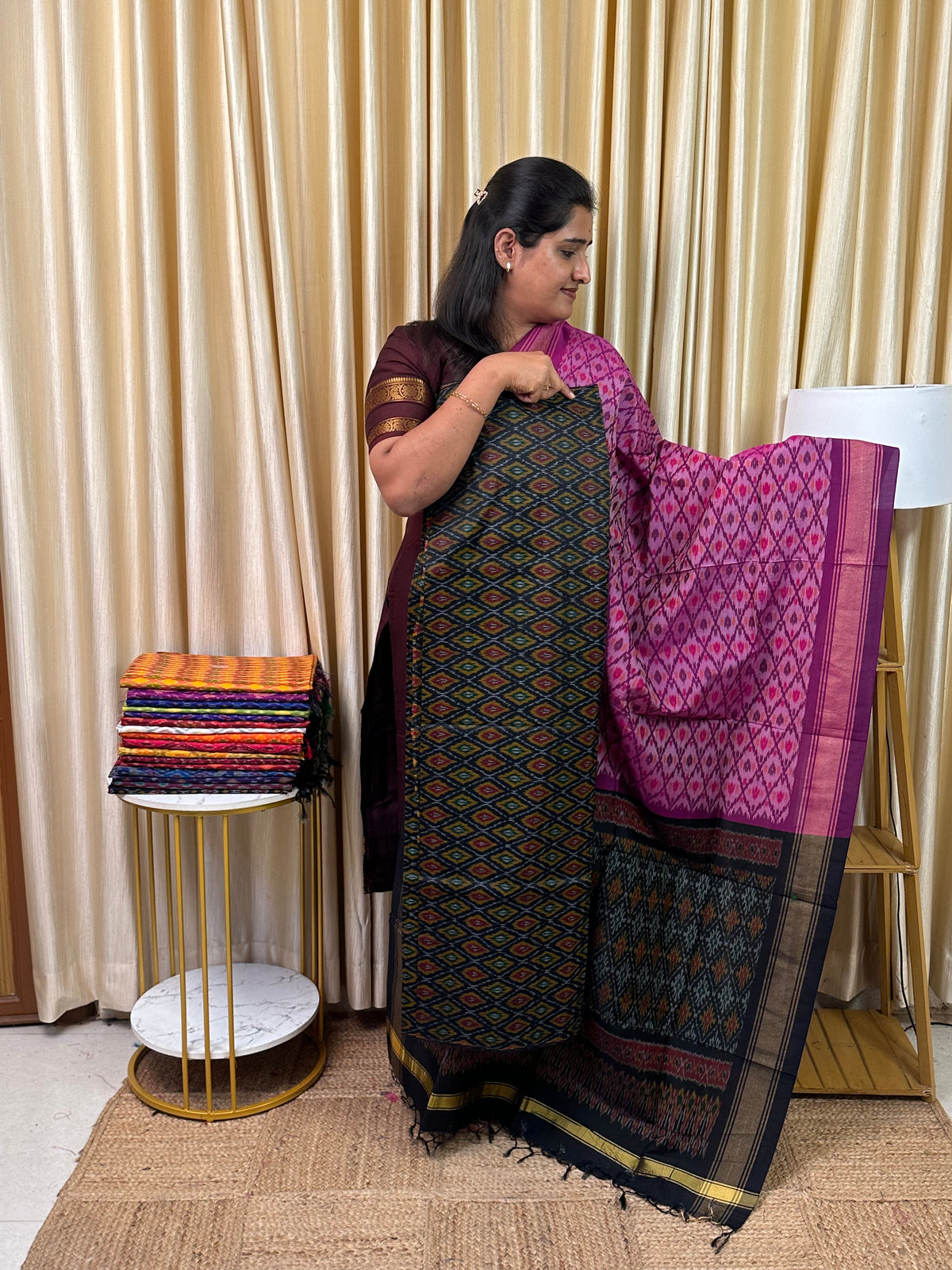 Sico pochampalli ikat handloom 2 piece set-SIKT3
