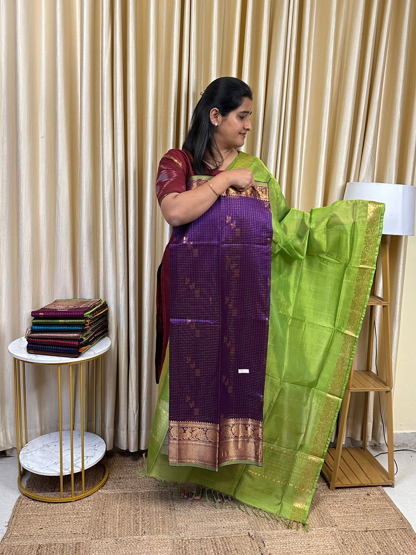 Big border Mangalgiri handloom checks -VIZHI 1