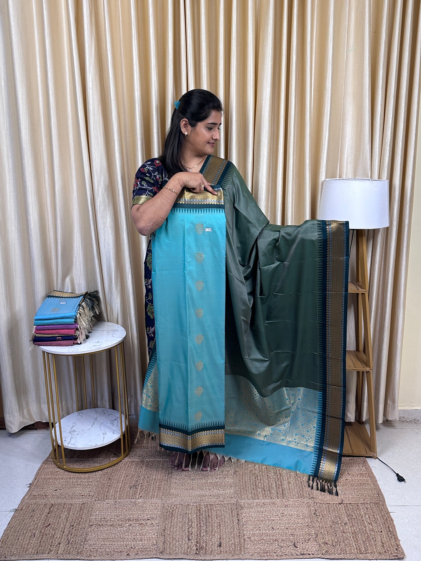 Semi Gadwal  soft silk 2 piece set-GWS11