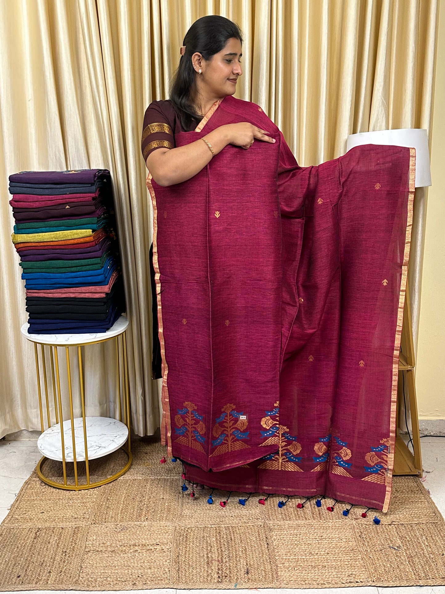 Linen Banarasi Jamdhani handloom JAM59