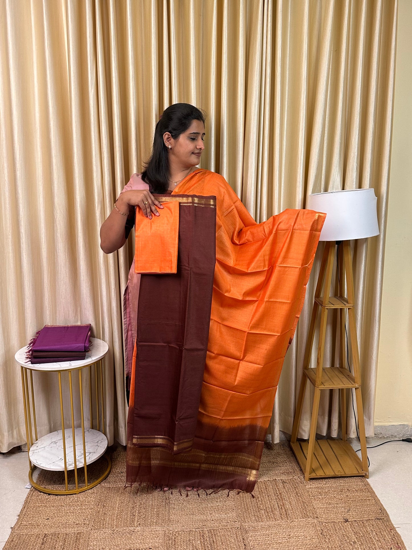 Mangalgiri Small border silk by cotton blend -MMB8