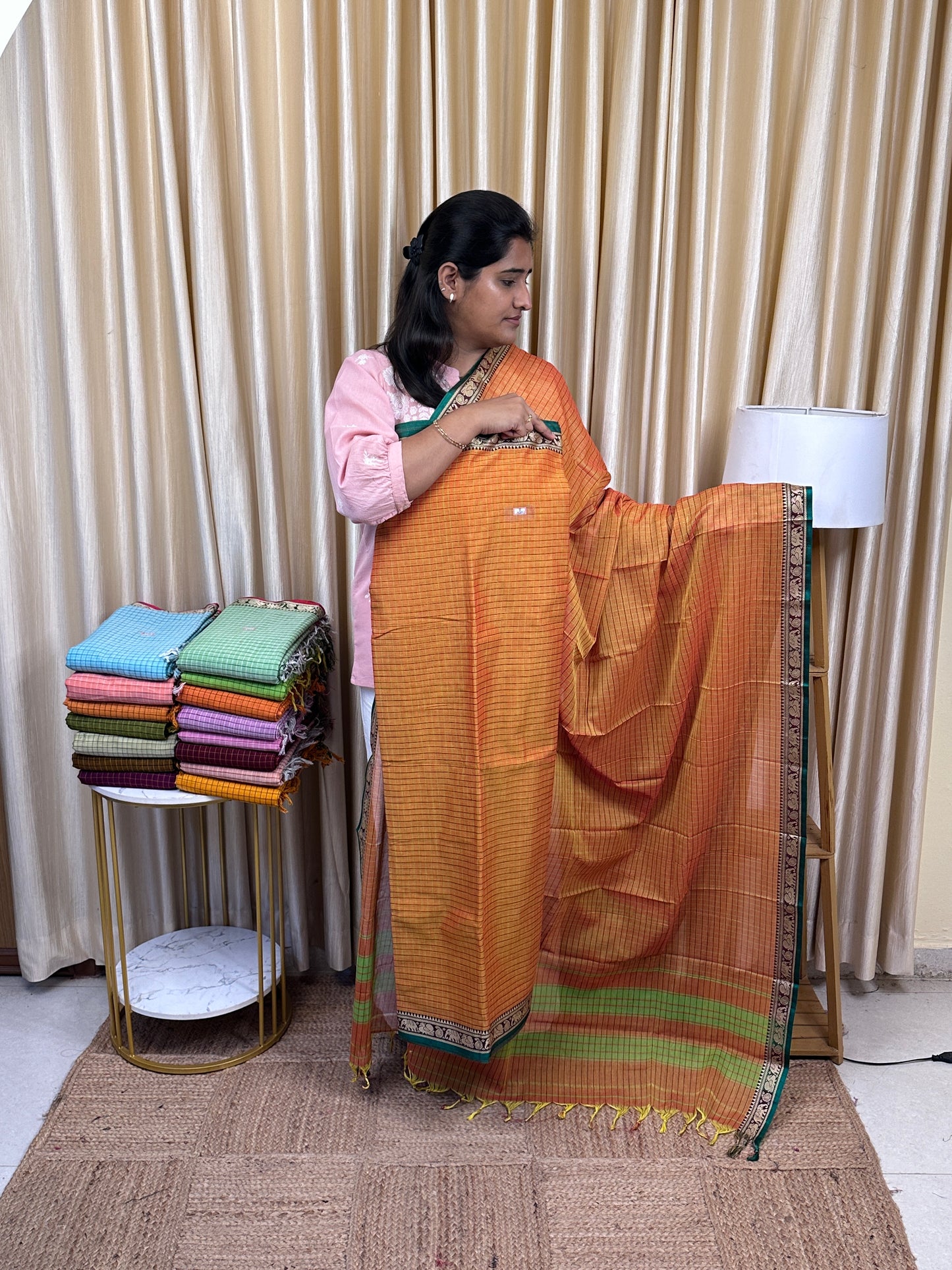 Narayanpet  checks Mercerised cotton (4.5 m Top)-CHKN1
