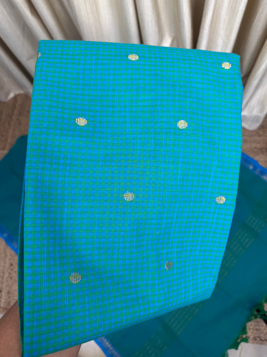 Kandangi check -South cotton 3 piece set- Blue