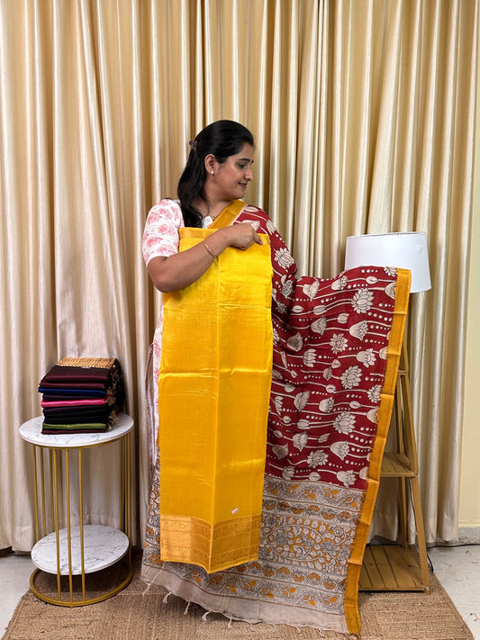 Handloom Mangalgiri Top kalamkari Duppatta-MG18
