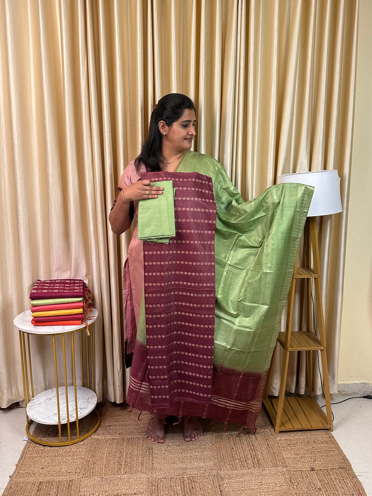 Katan silk by cotton blend 3 piece set-STS 4