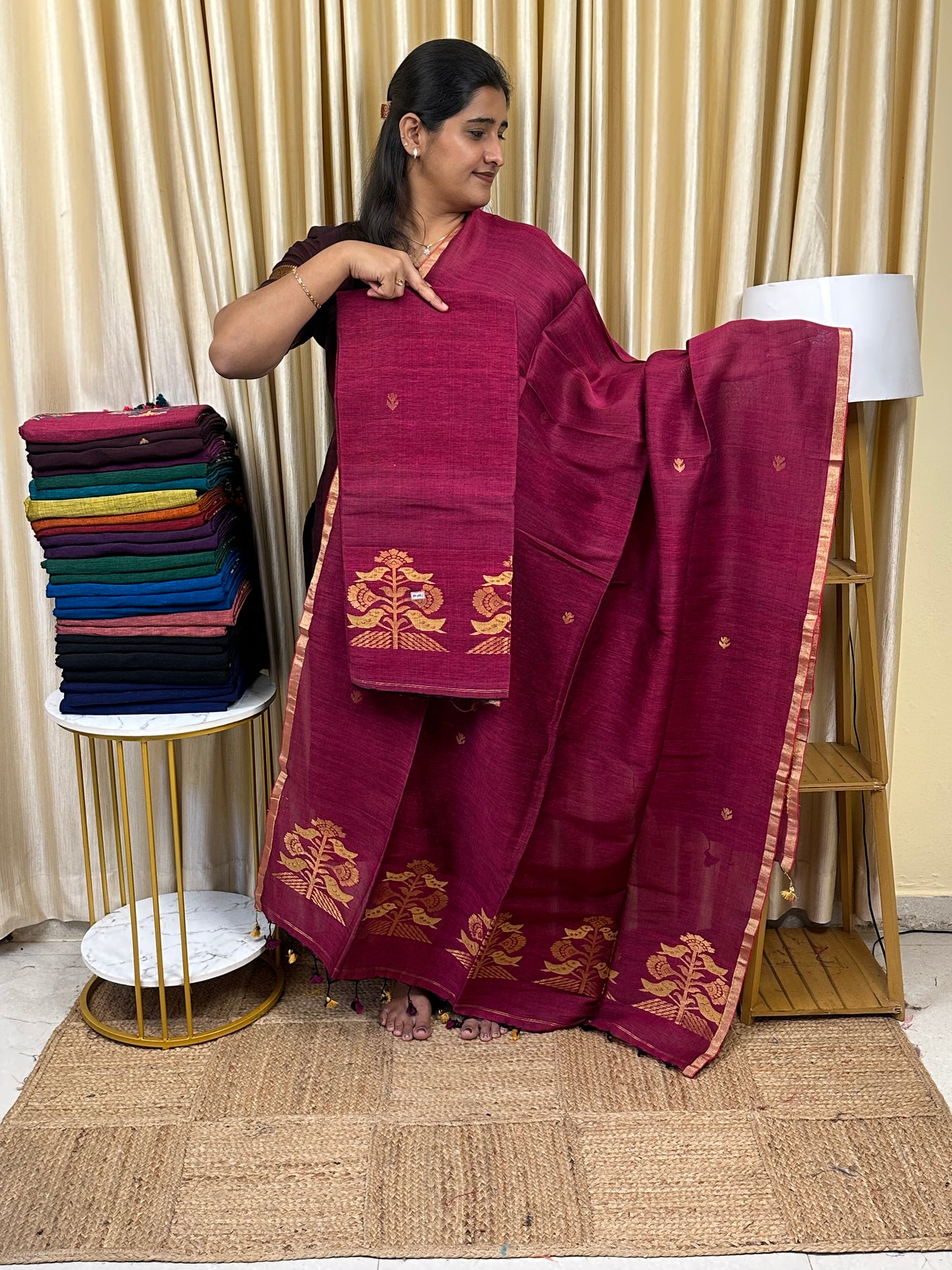 Linen Banarasi Jamdhani handloom JAM63
