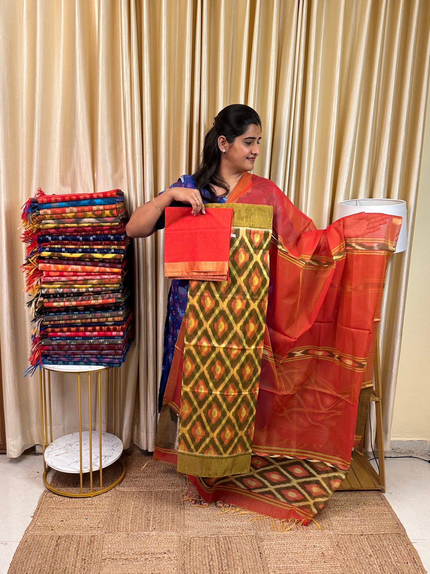 Handloom Pochampalli Sico 3 piece set -KHP 6