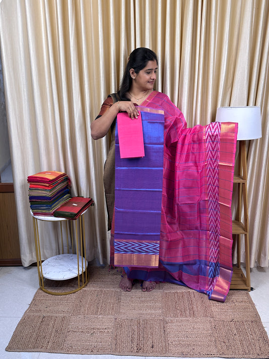 Handloom Mangalgiri Pattu with pochampalli Border-PMCH5