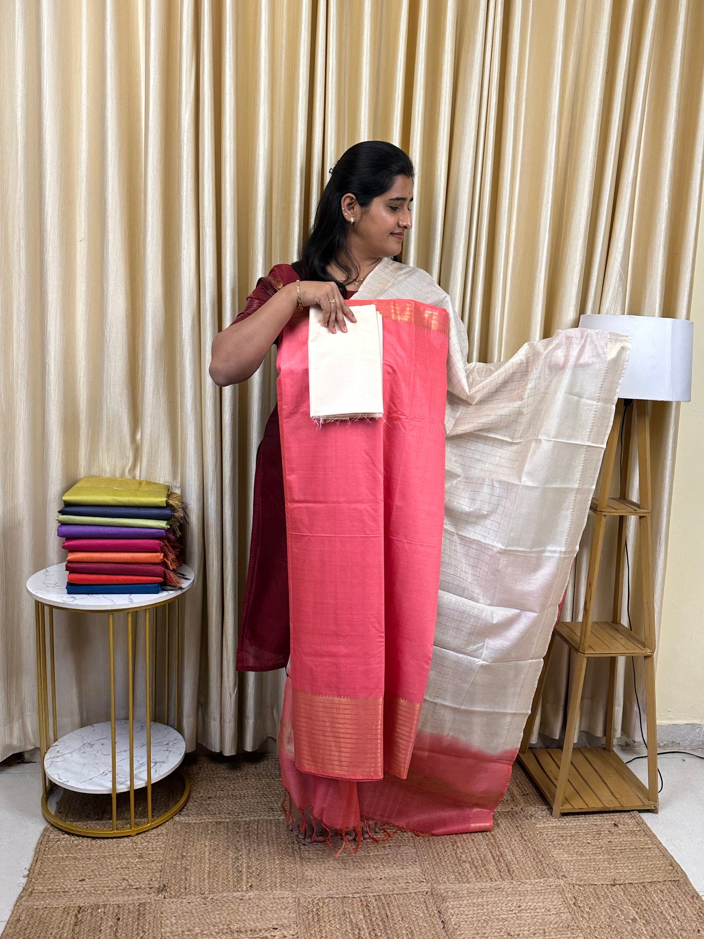 Mangalagiri big border silk cotton 3 piece set-BBM3