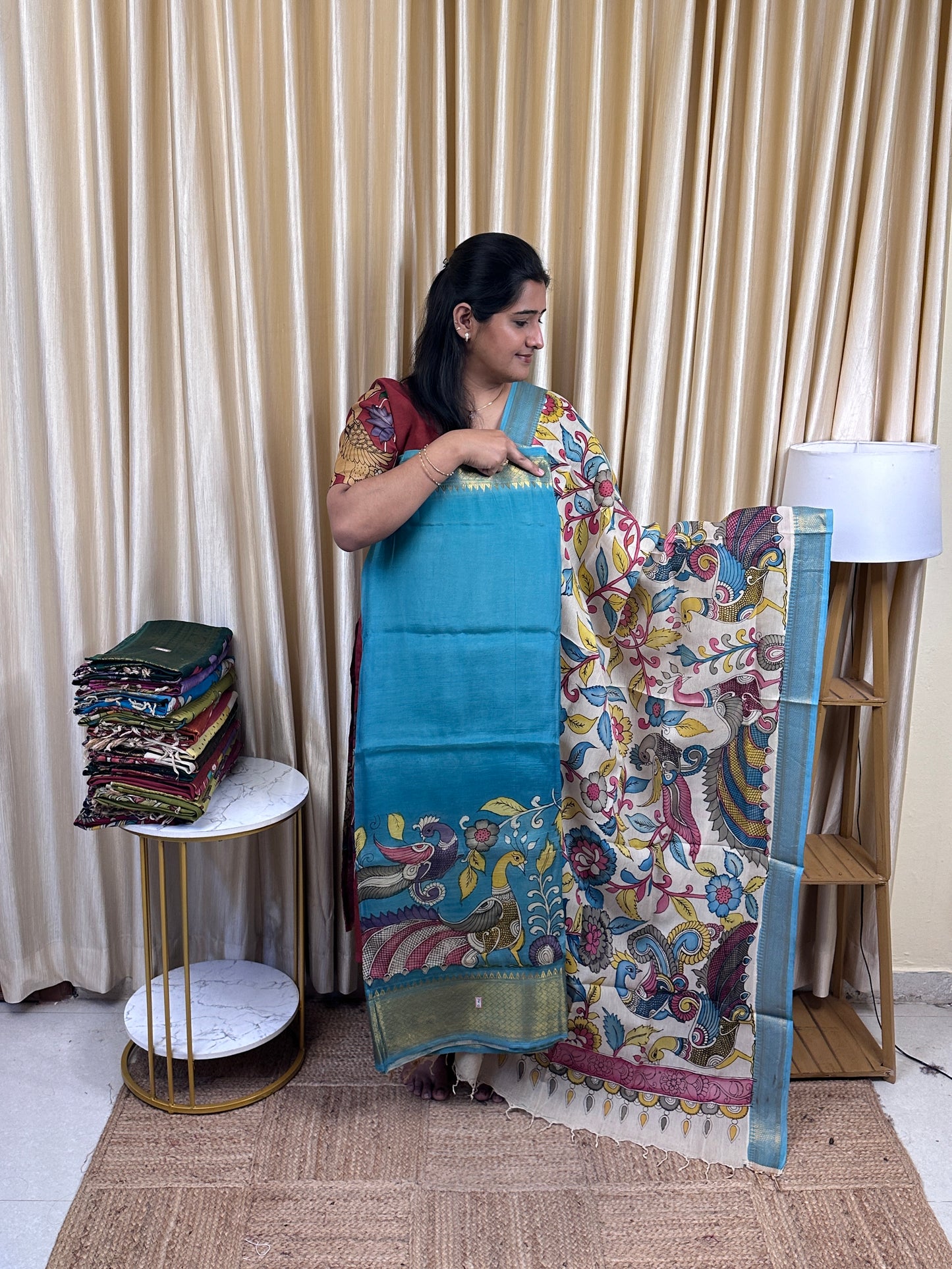 Authentic pen kalamkari Handsketched dress material - PK12