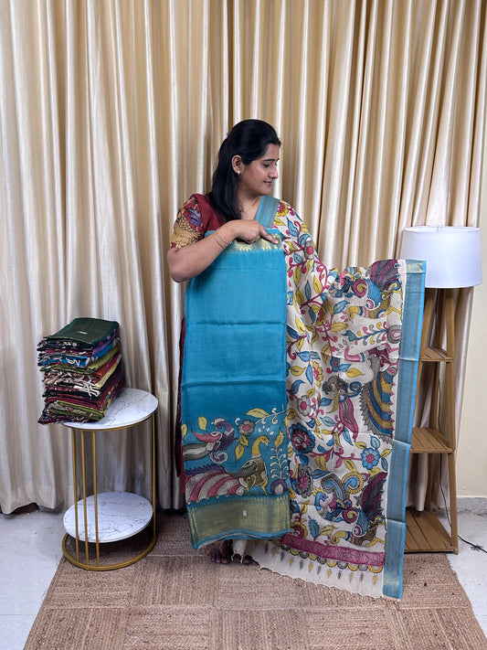 Authentic pen kalamkari Handsketched dress material - PK12
