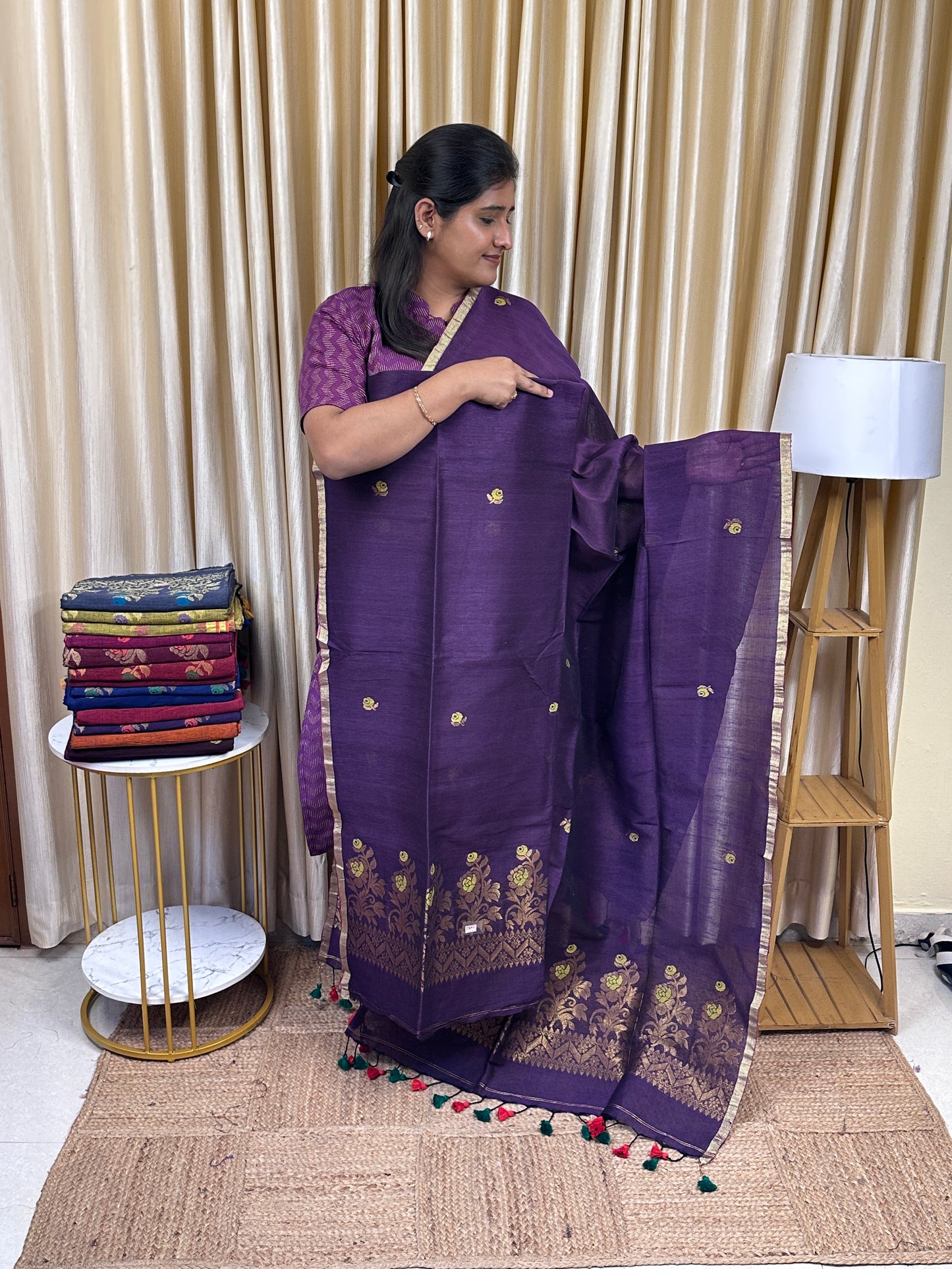 Linen Banarasi Jamdhani handloom JAM1