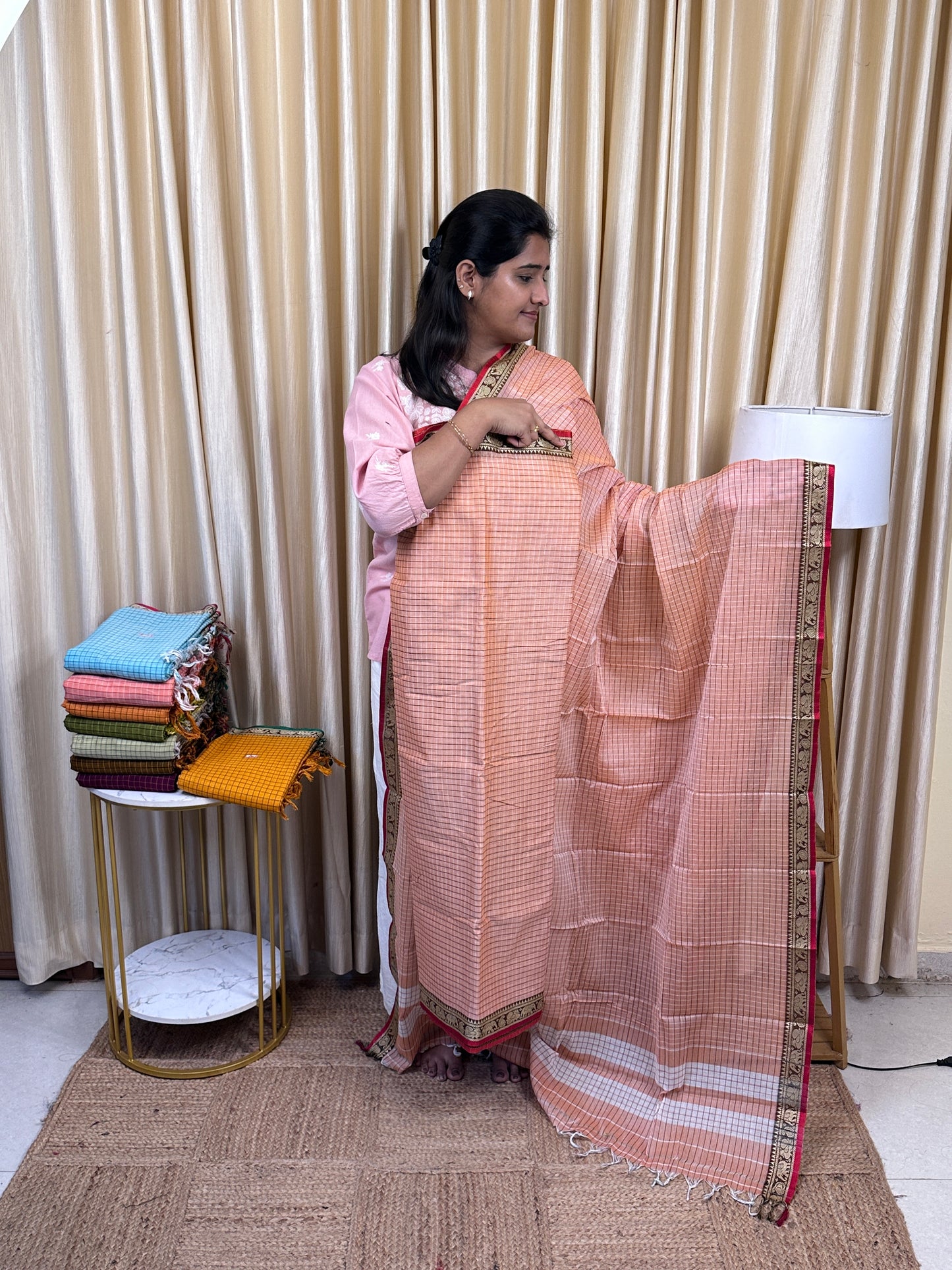 Narayanpet  checks Mercerised cotton (4.5 m Top)-CHKN8